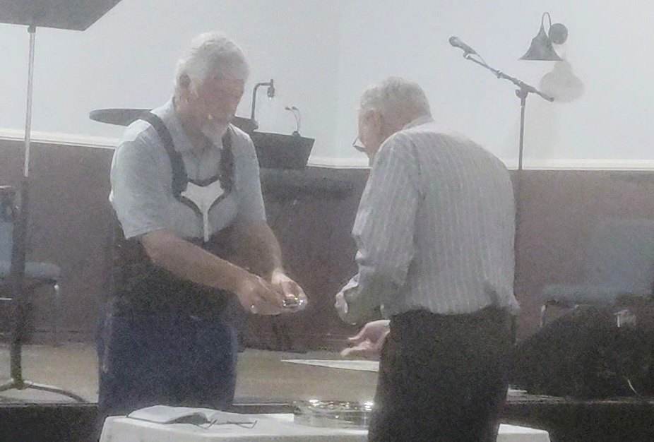 The Lord's Supper prepared on the communion table